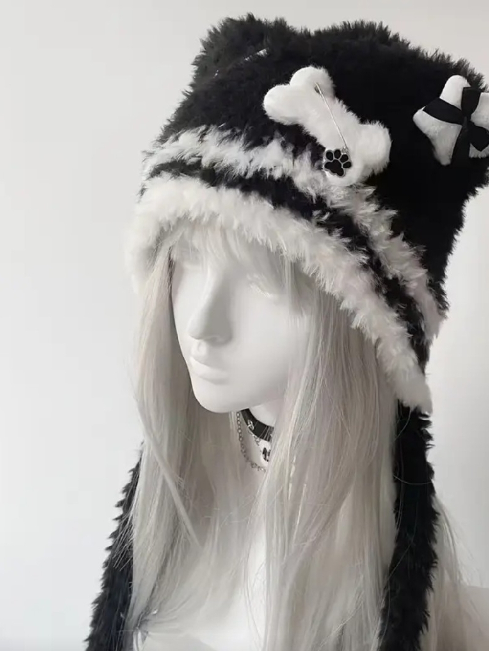 Black & White Faux Fur Winter Hat